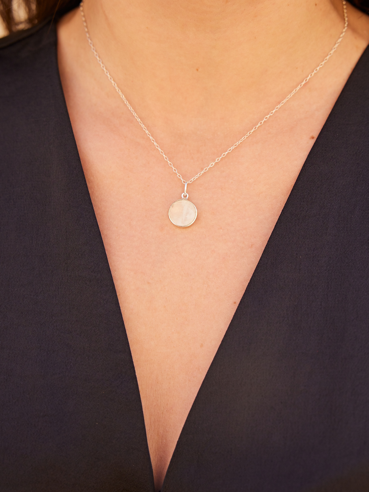 Jamie Small Moonstone Coin Pendant Necklace