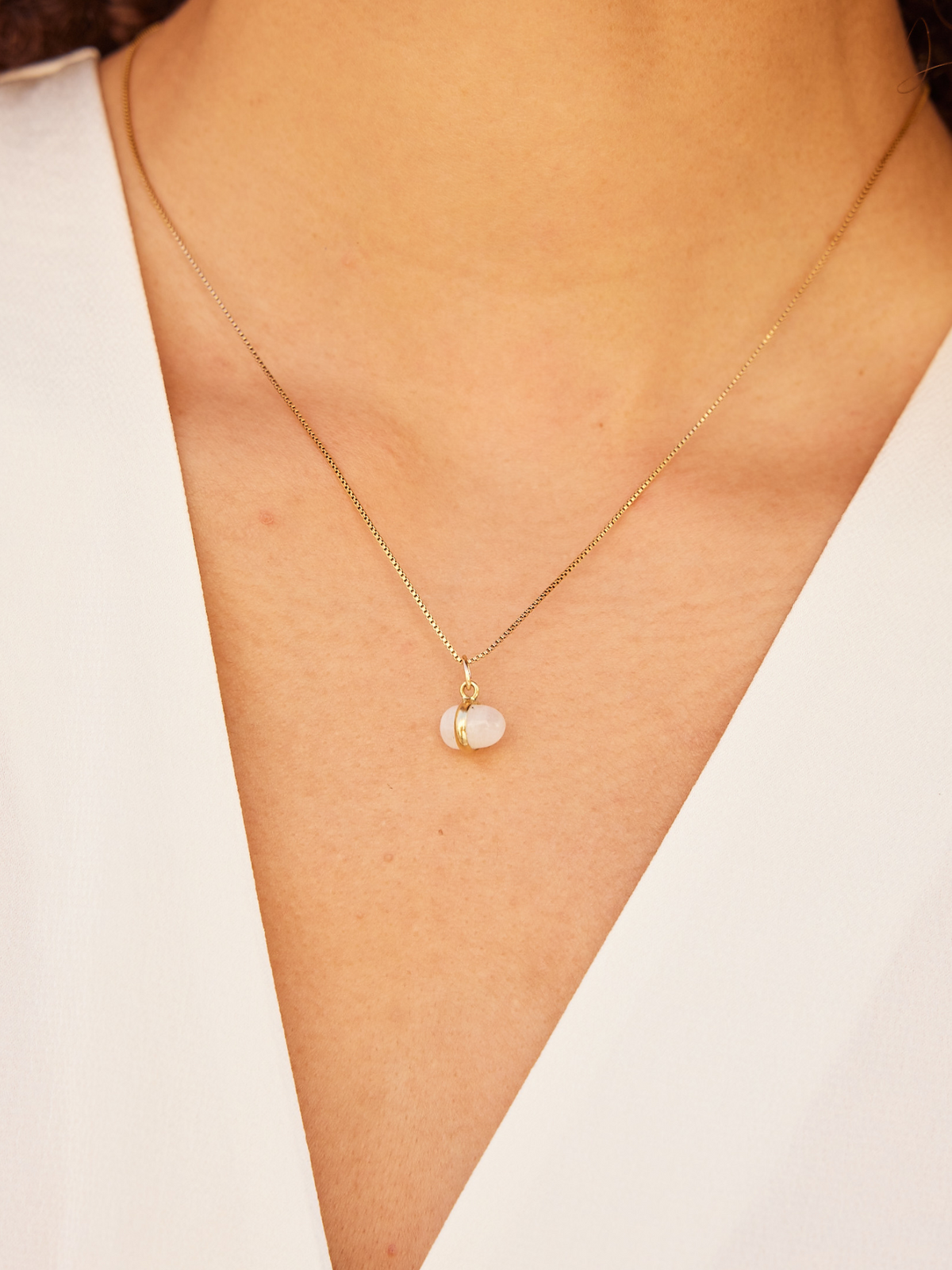 Olivia Moonstone Egg Pendant Necklace