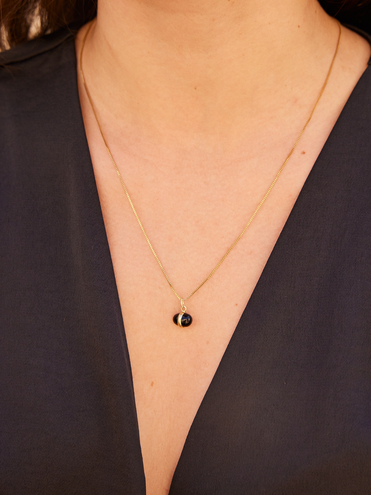Olivia Onyx Egg Pendant Necklace