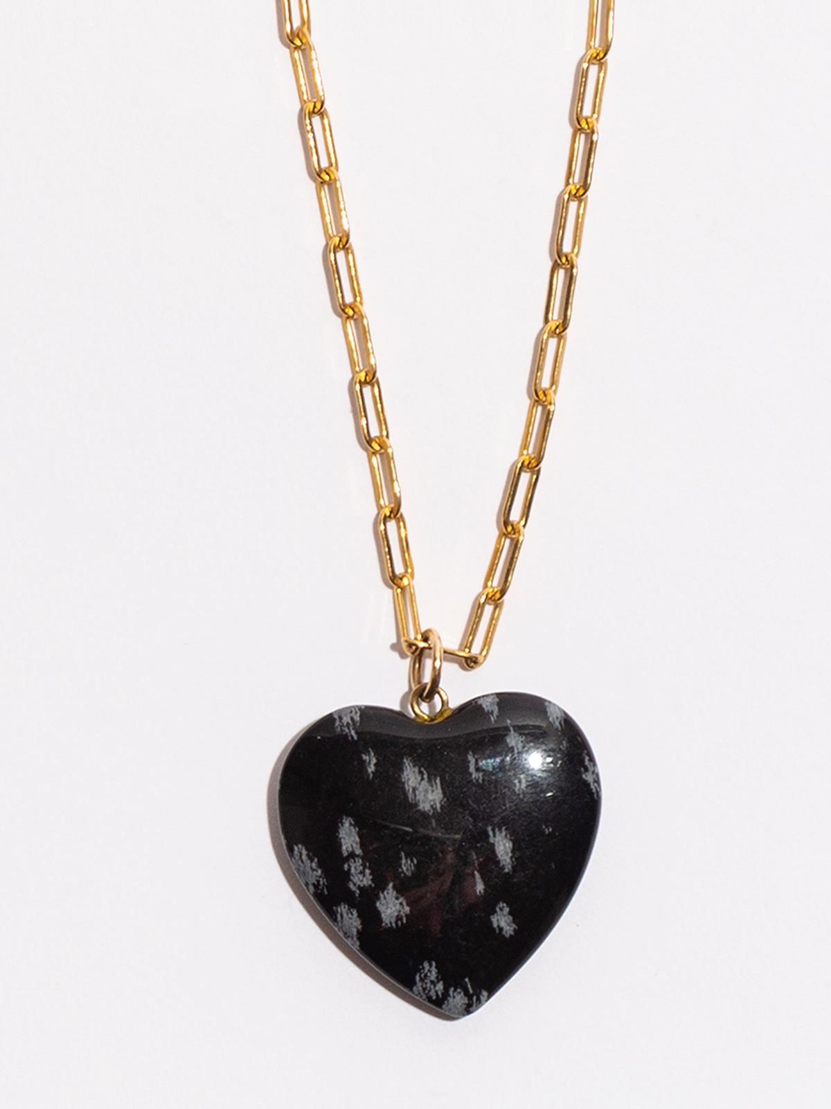 Stevie Snowflake Obsidian Heart Pendant