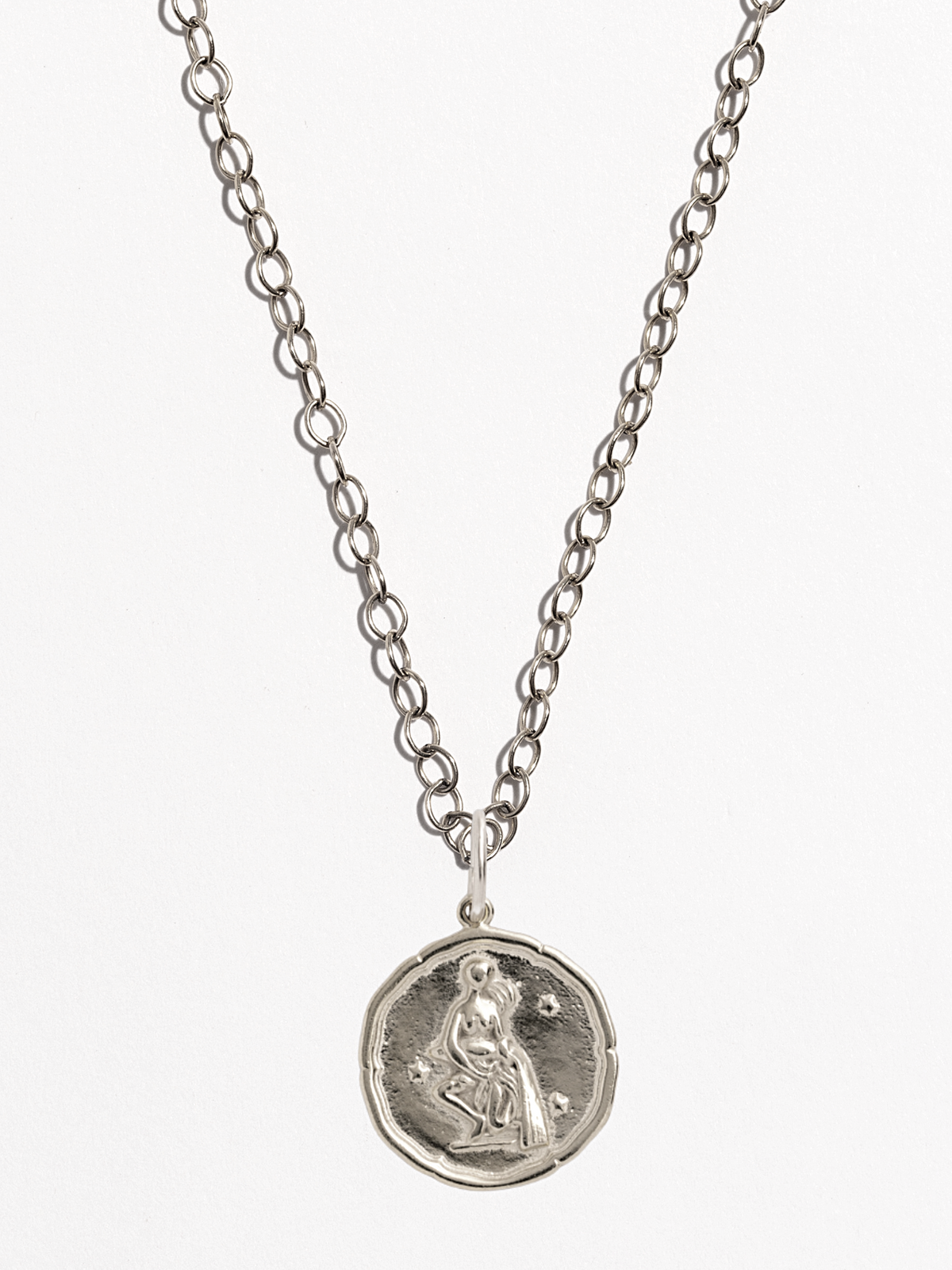 Aquarius Zodiac Amulet in Sterling Silver – Saint Bones