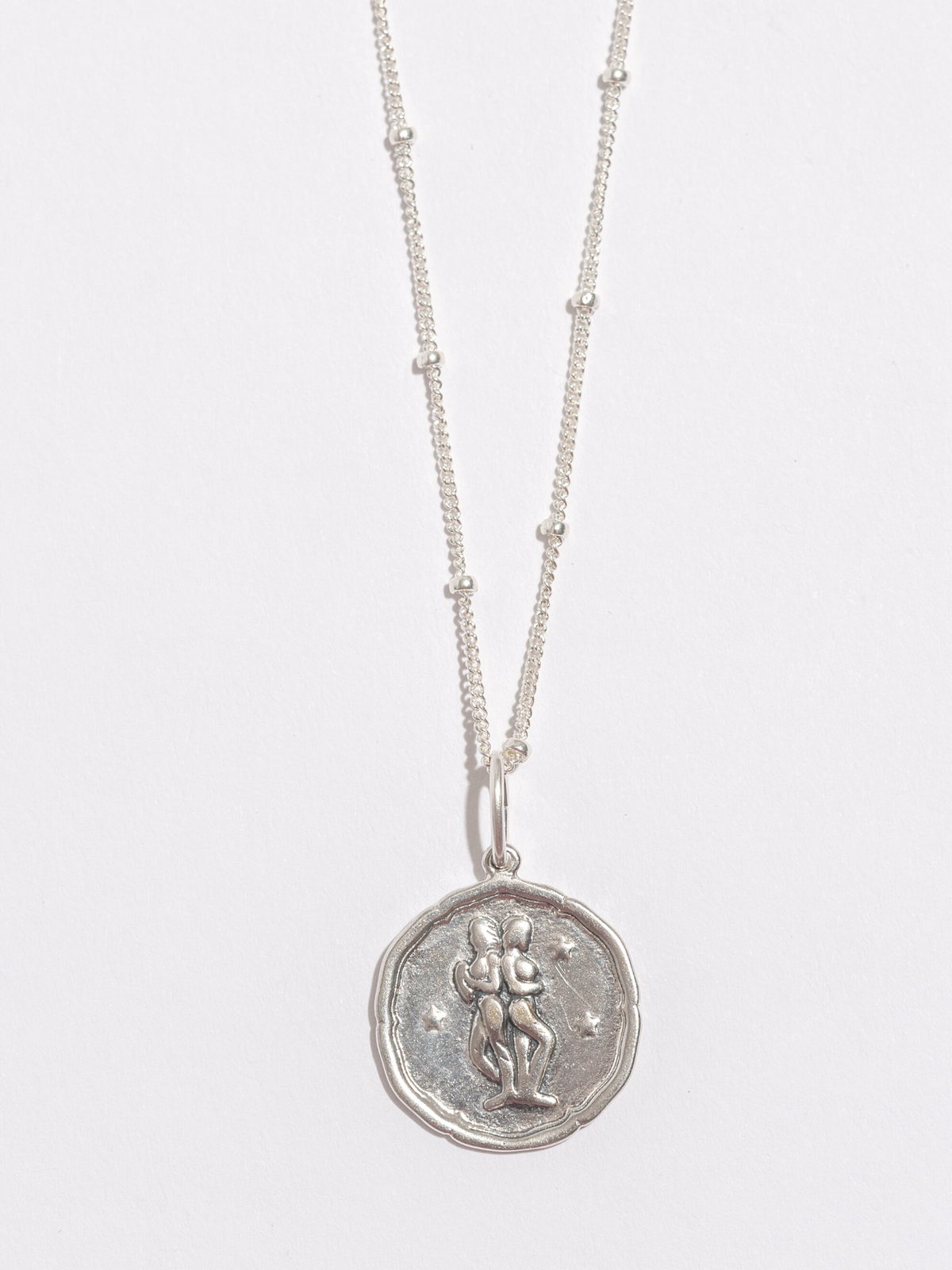 Gemini Silver Zodiac Pendant Necklace
