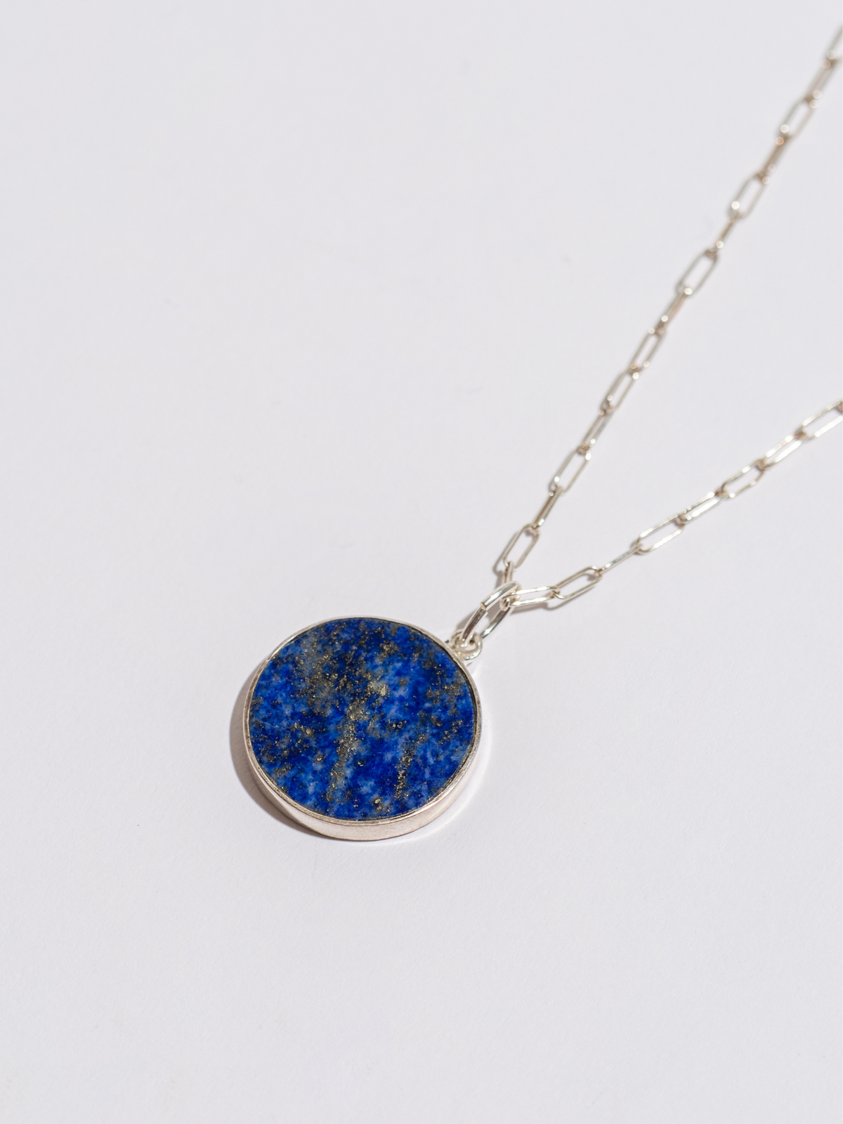 Jessica Lapis Coin Pendant Necklace