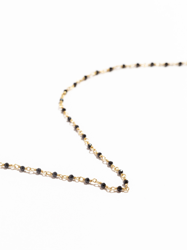 Renee Black Onyx Beaded Chain Necklace