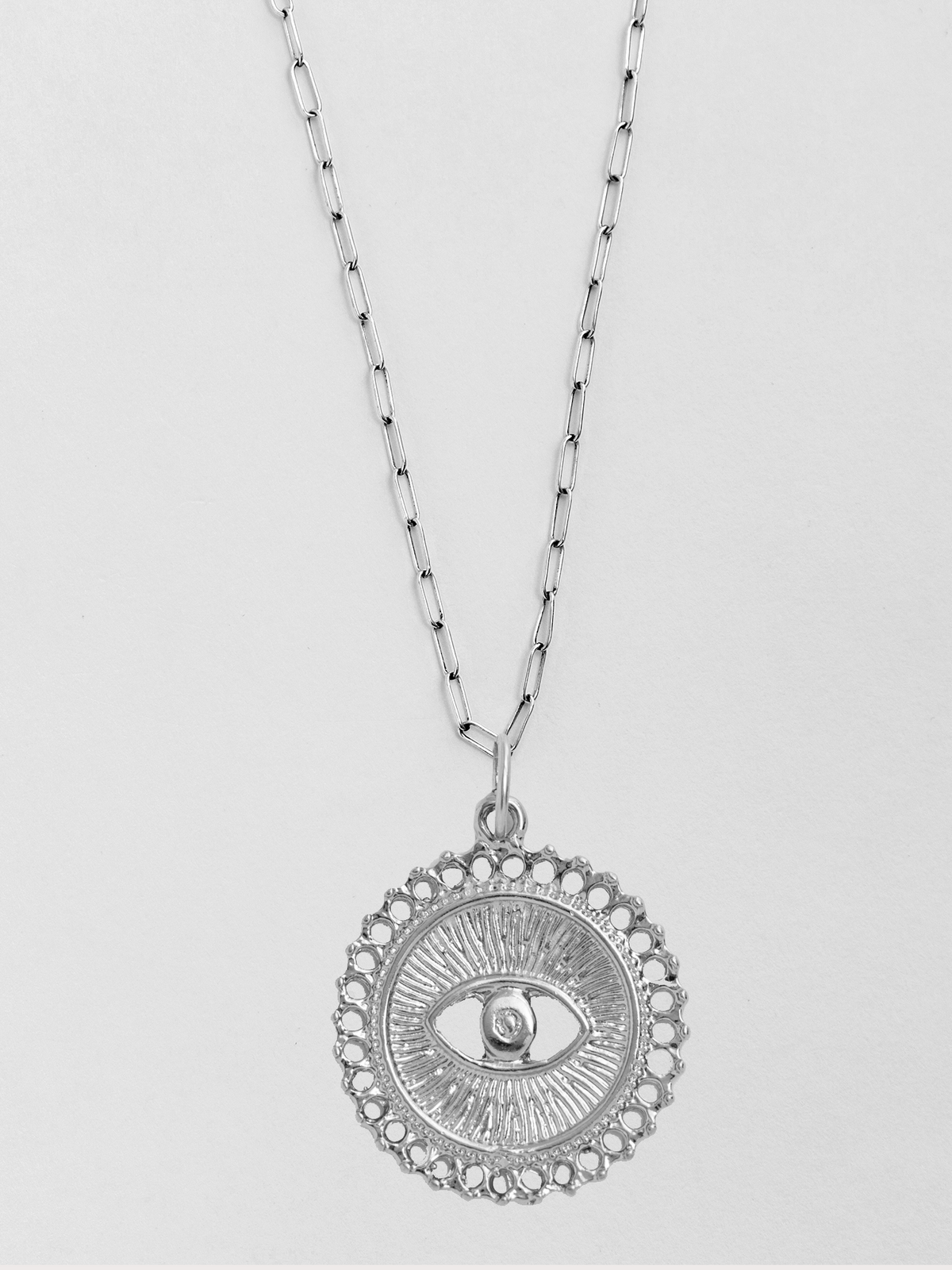 Mati Large Silver Pendant Necklace