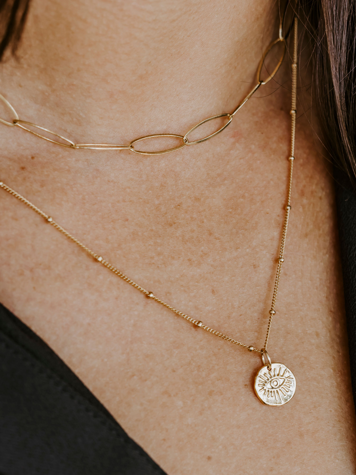 Mati Small Gold Pendant Necklace