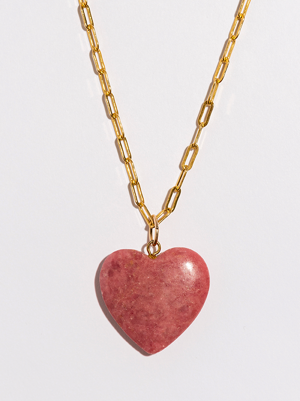 Stevie Rhodonite Heart Pendant Necklace