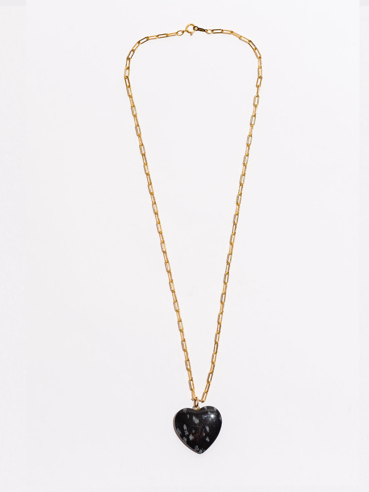 Stevie Snowflake Obsidian Heart Pendant Necklace